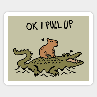 OK I Pull Up Capybara and Crocodile Love Sticker